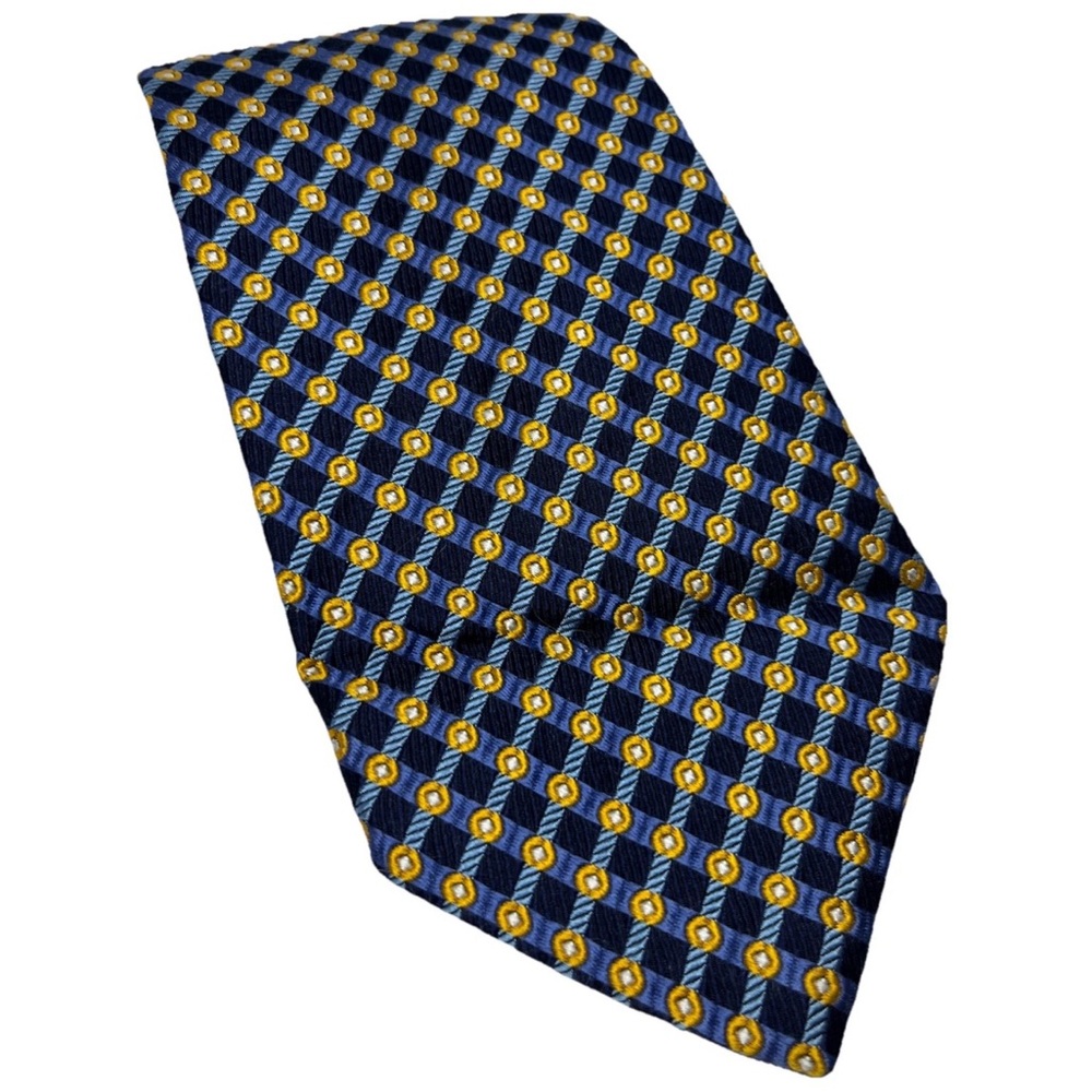 Robert Talbott Nordstrom Mens Blue Gold Geometric Pattern Neck Tie